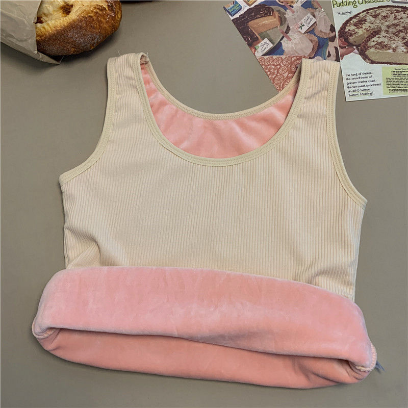 Women Winter Thermal Sleeveless Vest Seamless Plus Velvet Undershirt