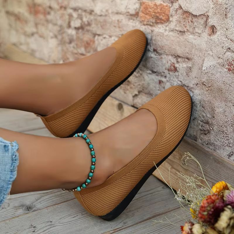 Women's Breathable Knit Sock Sneakers Slip-On Flats