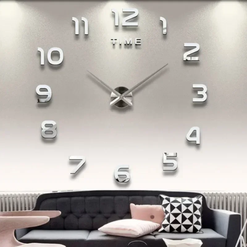 Bedroom Decoration Clock, Large 3D Wall Clock, Living Room Garden Acrylic Mirror Sticker Art Decor Clocks Digital