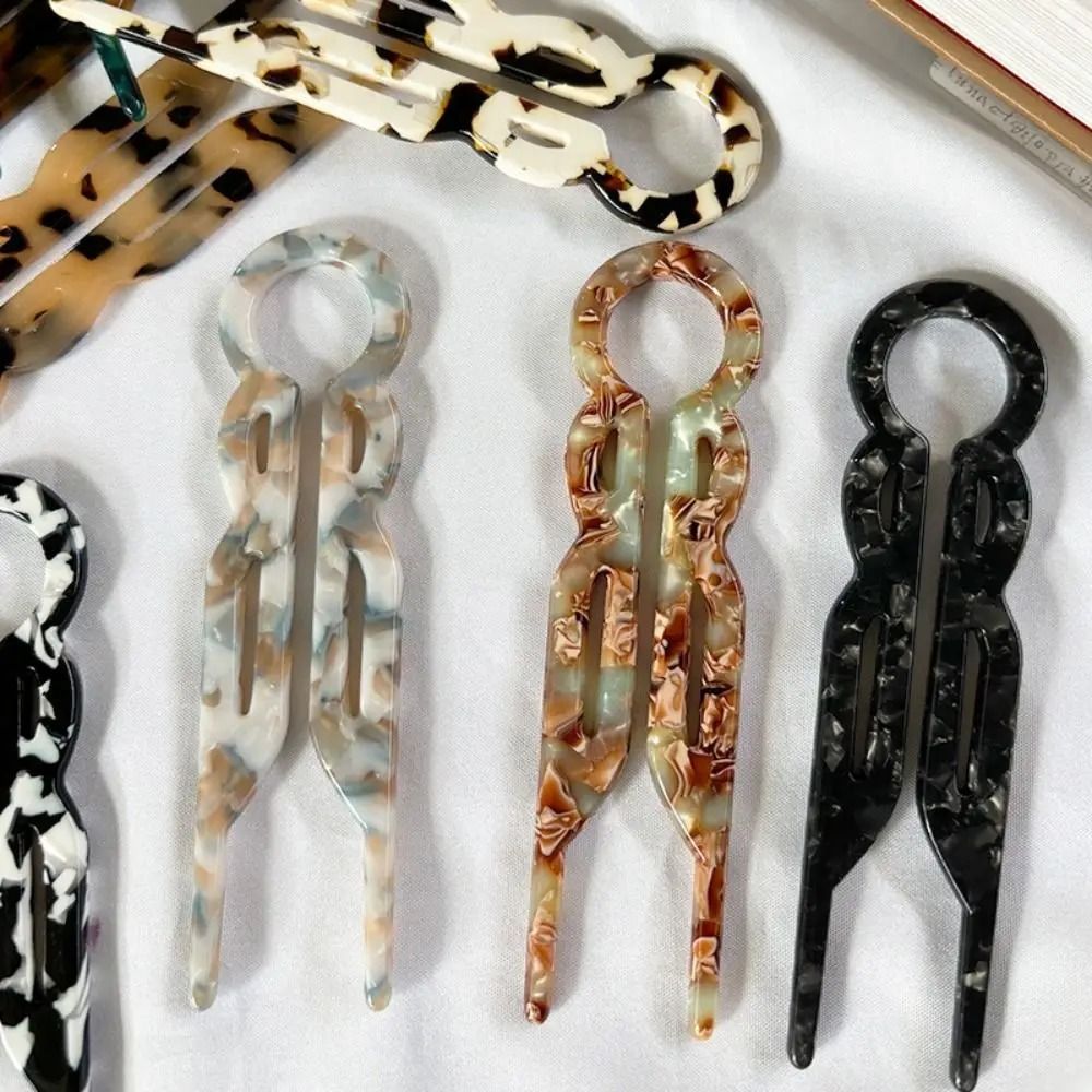 U-Shaped Acetate Hair Stick and Professional Bun Clip