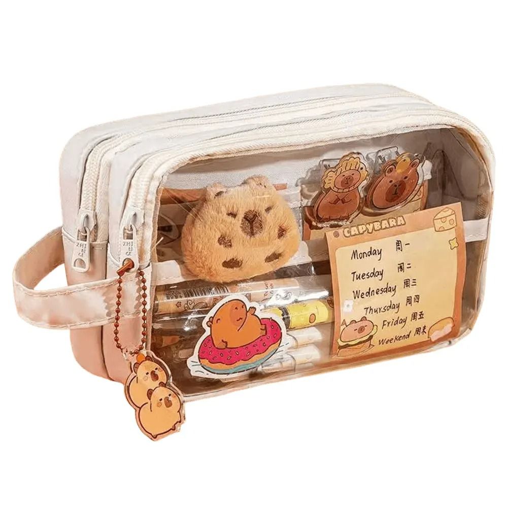 Capybara Kawaii Pencil Case with Compartments Cute Stationery Pouch