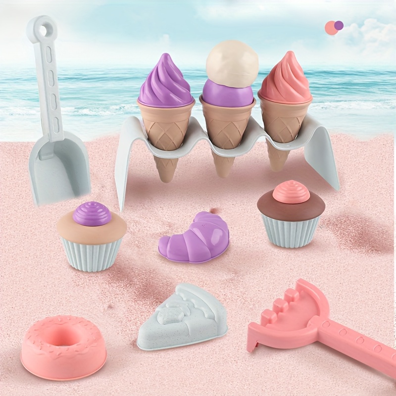 Childrens Ice Cream Cone Beach Play Set with Backpack Perfect Sand Digging and Snow Play Tools for Kids