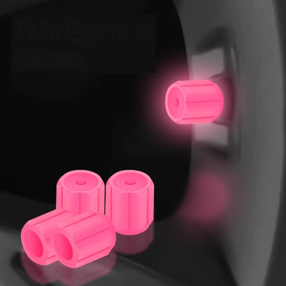 Glow-in-the-Dark Universal Tire Valve Caps - 4 Pack