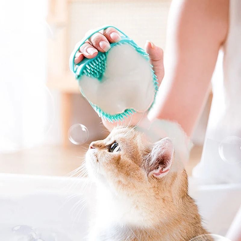 2-in-1 Silicone Pet Bathing Brush & Massager
