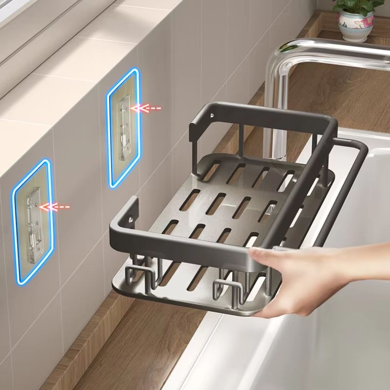 Multifunction Kitchen Sink Rack with Hook Dustproof Hanging Drain Caddy