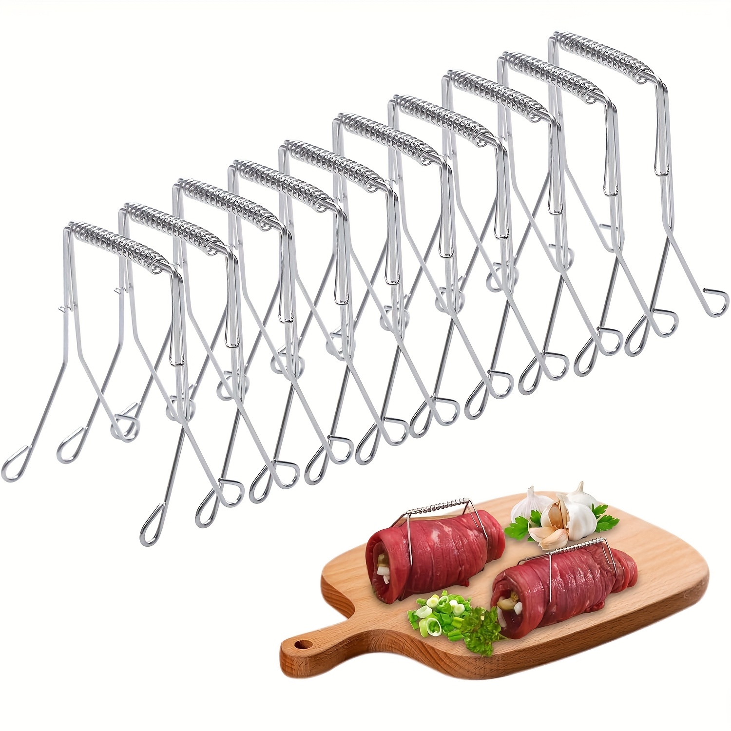 Heavy-Duty Stainless Steel Vegetable Clamp with Serrated-Like Edges for Frying Cabbage and Leafy Greens