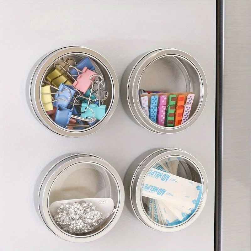 Magnetic Spice Storage Box with Transparent Lid Fridge Organizer
