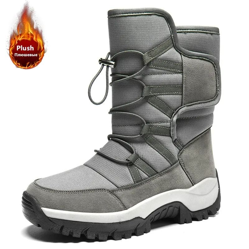Mens Waterproof Plush Lined Winter Boots Breathable Non Slip Snow Boots