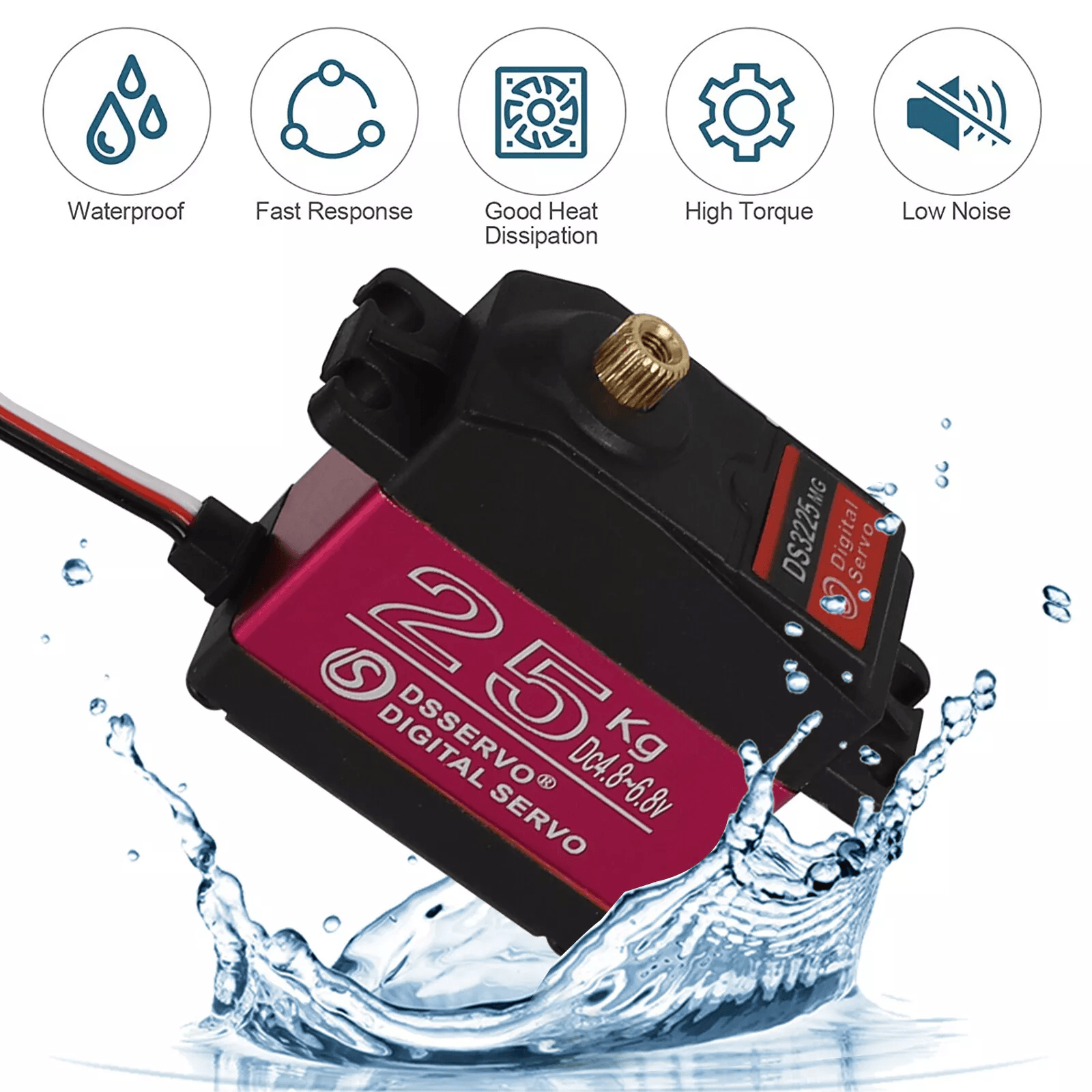 Metal Gear Digital Servo, Waterproof High Torque for RC Cars, Robots, and Mechanical Arms