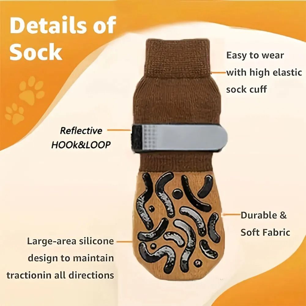 4 Pack Non Slip Dog Socks Double Sided Anti Slip Paw Protection