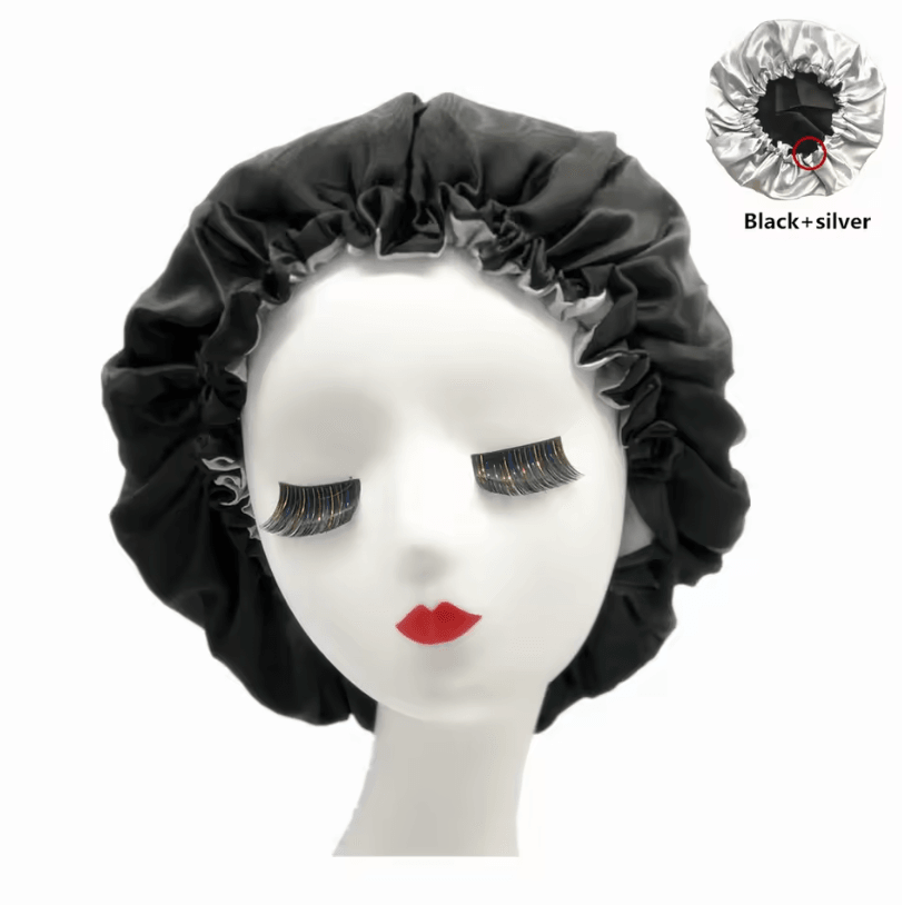 Reversible Satin Bonnet Hair Cap Double Layer Sleep Night Head Cover for Curly and Styled Hair