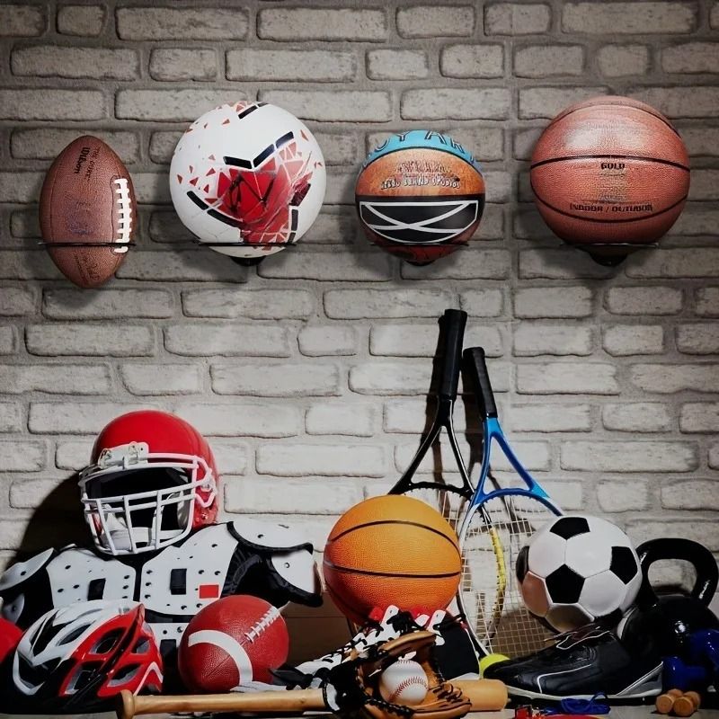 Wall Mounted Metal Ball Holder Rack for Sports Displays