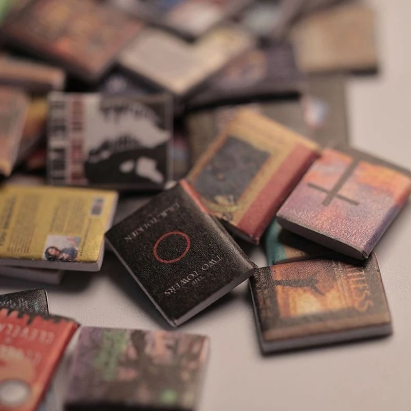 200-Piece Mini Books Set | Dollhouse Miniature Library Accessories