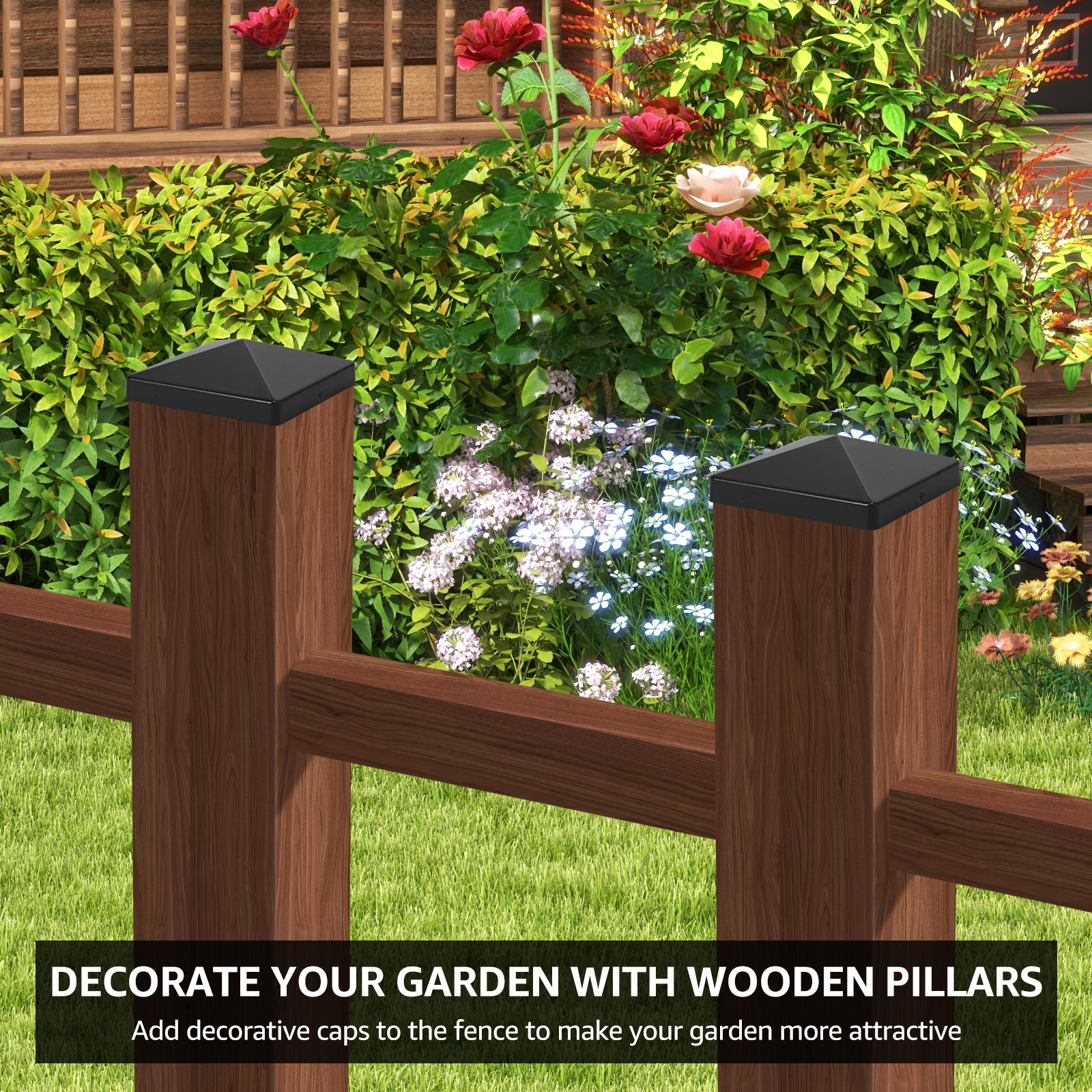 Plastic Fence Post Cap, Black Deck Post Caps, Square Column Cap, Fence Covers, Railing Cover for Effective Protection