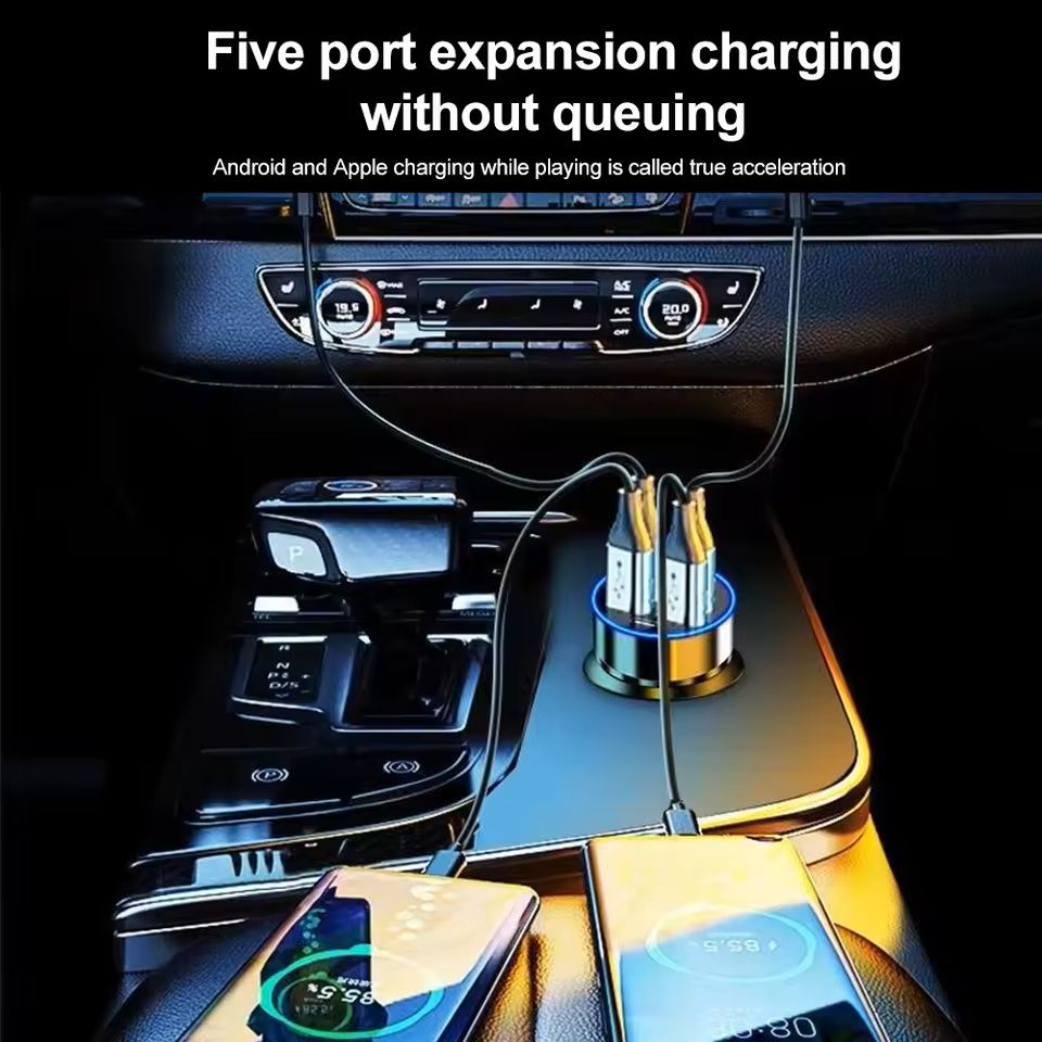 PD Car Charger with Digital Display and Multiple Ports