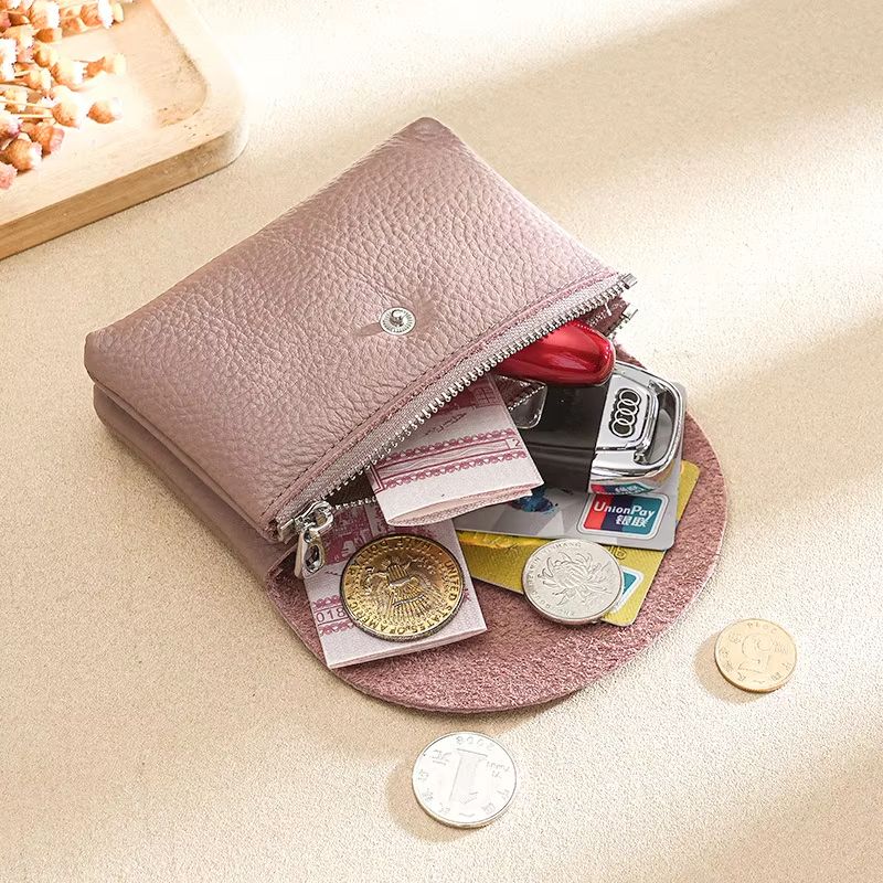 Custom Name PU Leather Coin Purse Card Holder Zipper Wallet with Engraved Initials