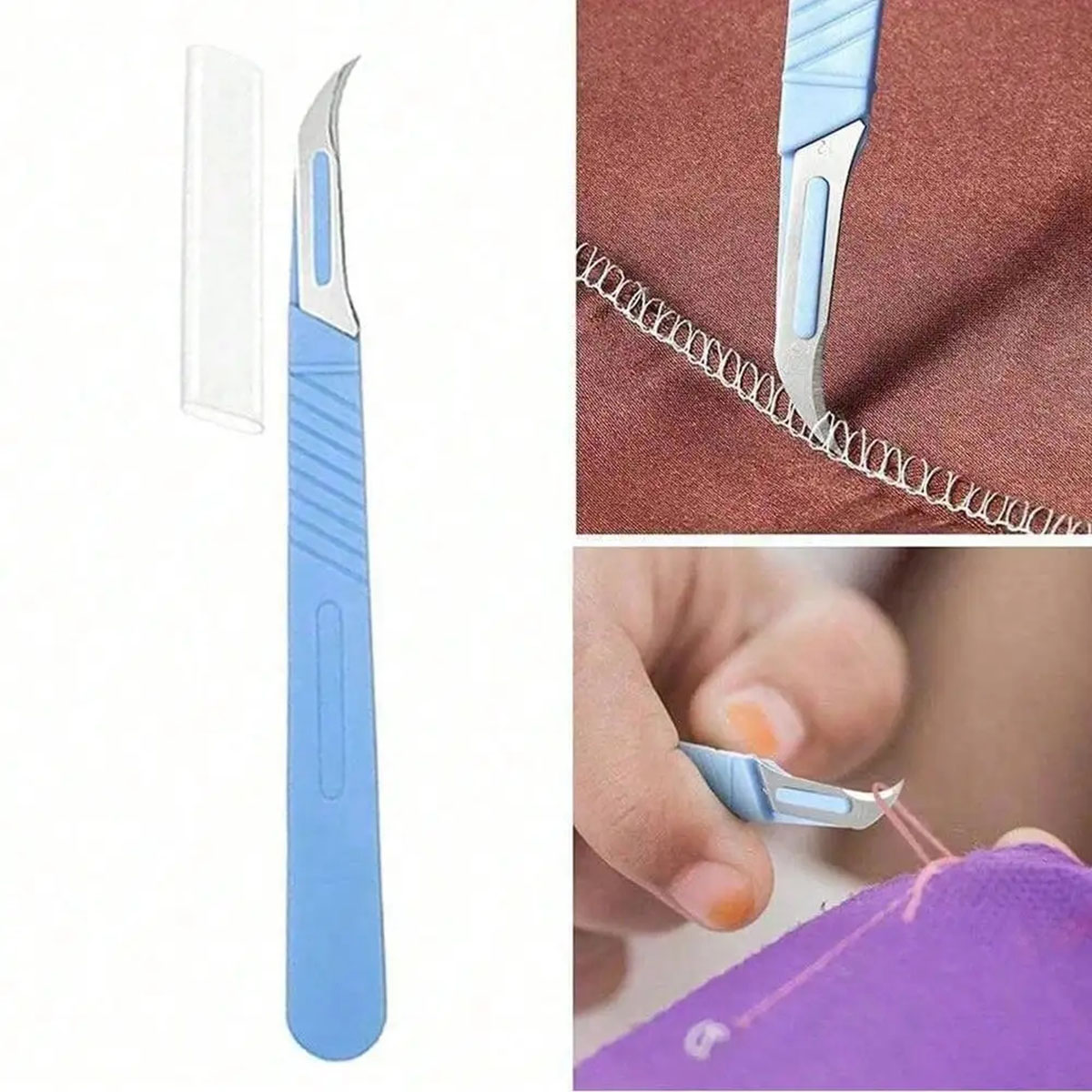 Blue Sewing Seam Ripper Kit, Thread Unpicker Cutter, Embroidery and Needlework Tool for Stitch Removal and Crafting