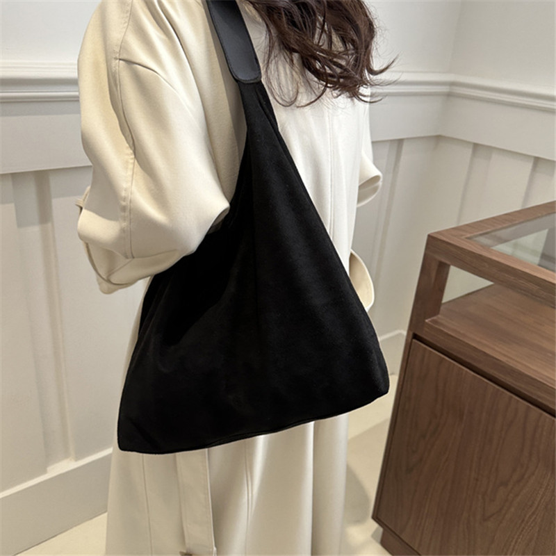 Fashion Large Capacity Handbag for Women Solid Color Retro Tote Bag