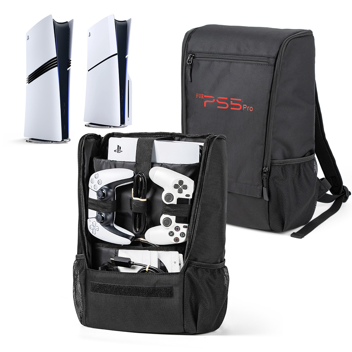 PS5 Pro Carrying Backpack, Large Capacity Bag for Disc/Digital Console & Accessories, Comfortable & Durable