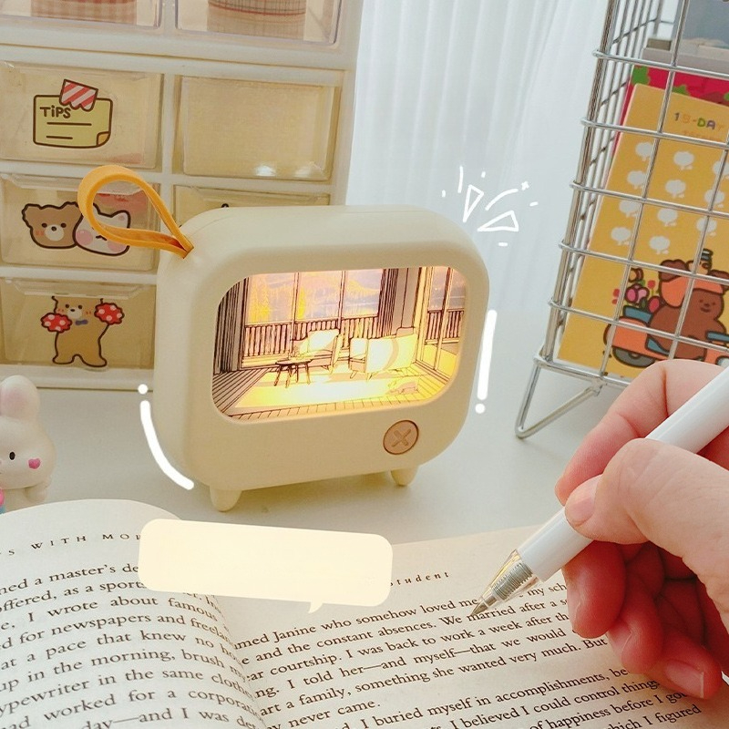 USB Rechargeable Creative Painting Atmosphere Lighting, Mini Night Light Ornament for Bedside, Bedroom, Living Room,