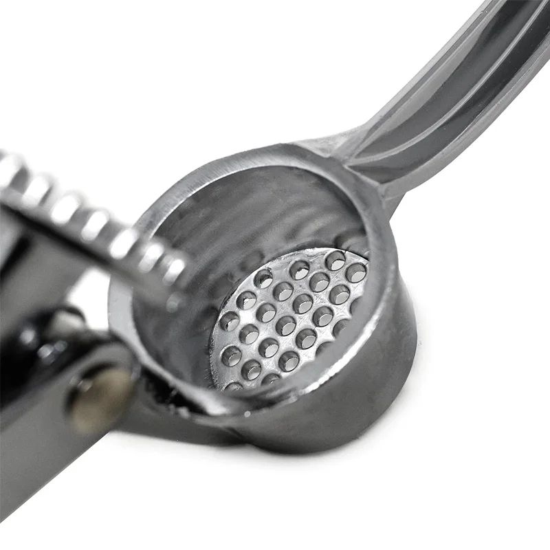 6.1in Stainless Steel Garlic Press & Nut Cracker – Dual-Use Heavy Duty Kitchen Mincer Tool