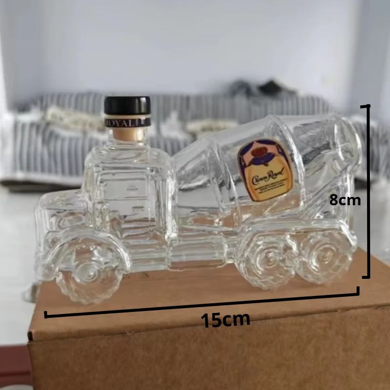 IndustrialMix Glass Spirits Dispenser – Creative Cement Blender Design Bottle for Whiskey & Vodka