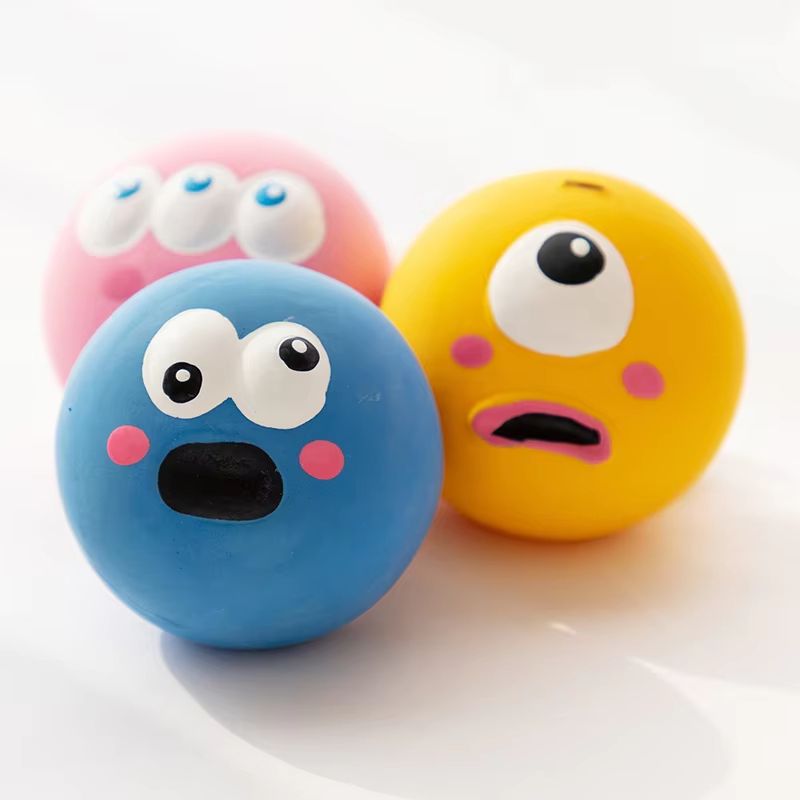 Squeaky Rubber Dog Ball Chew Toy Bite Resistant Tooth Cleaning Interactive Pet Ball