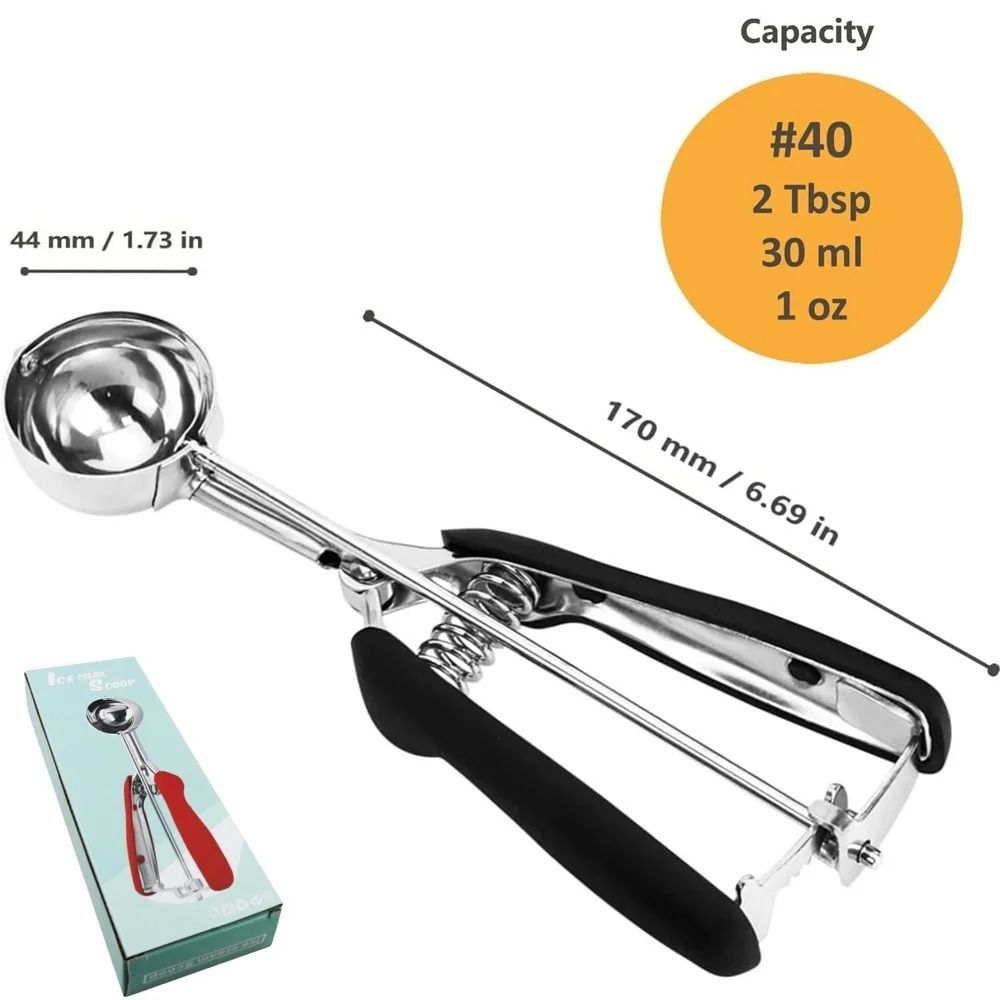 Stainless Steel Ice Cream and Cookie Dough Scoop with Trigger Release Handle
