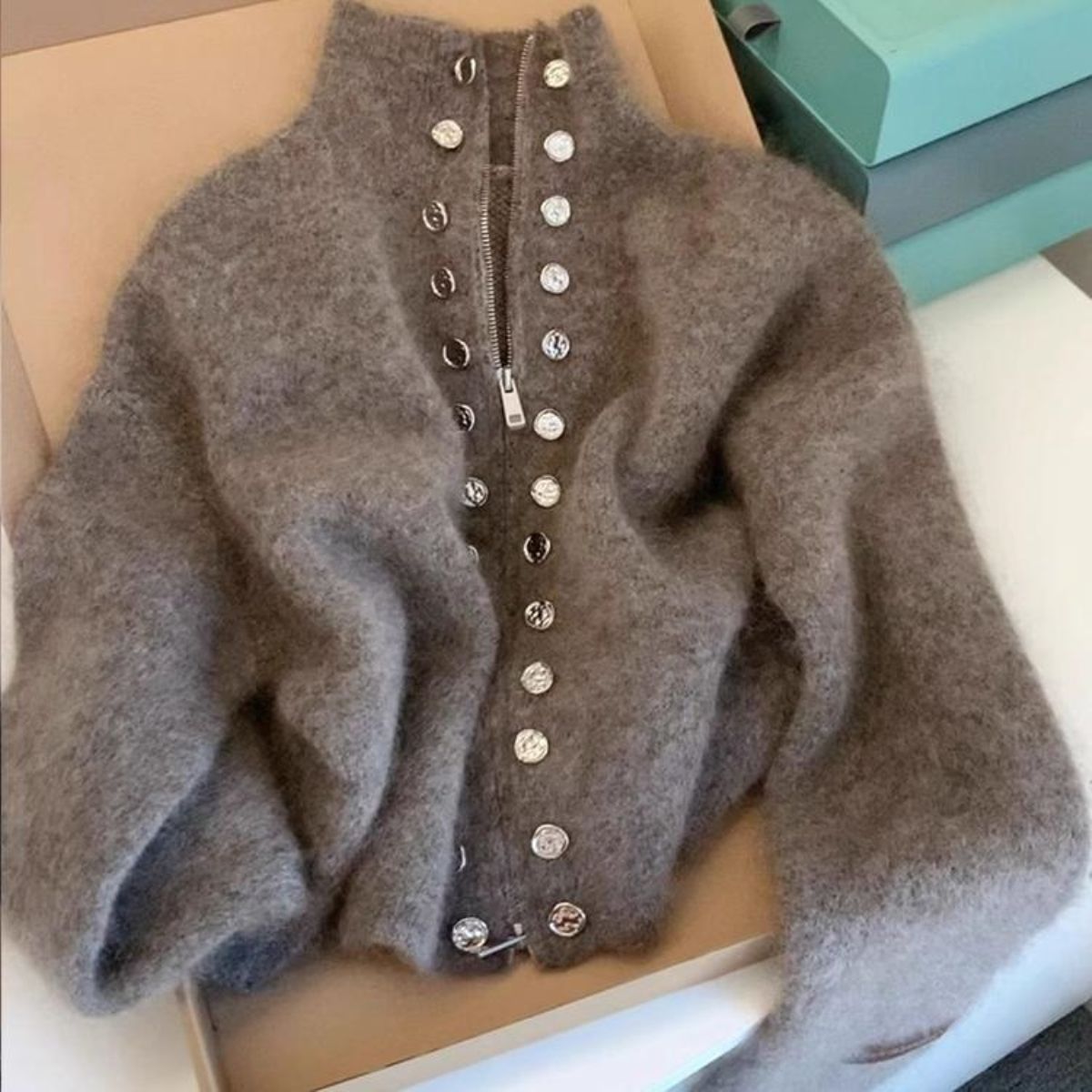 Thickened Stand Collar Knitted Sweater Coat – Cozy Autumn/Winter Outerwear for Women | Casual & Elegant Fashion Jacket