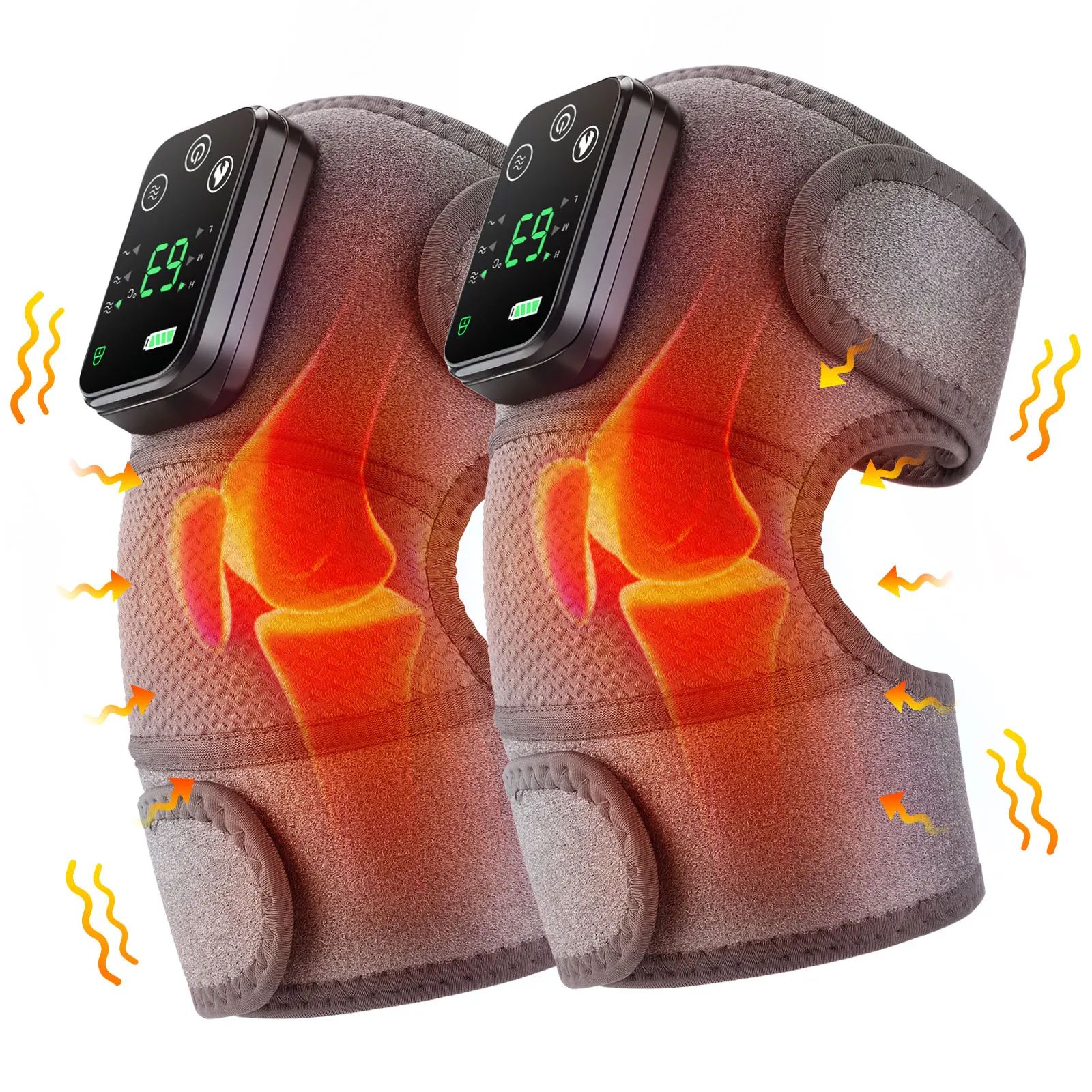 Heated Knee Massage Pad – 3-in-1 Electric Vibration Massager with Hot Compress for Joint Relief