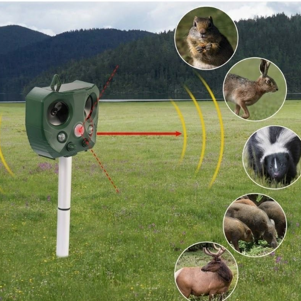 Solar Ultrasonic Pest Repeller for Rodents, Squirrels & Raccoons Solar Powered Animal Control