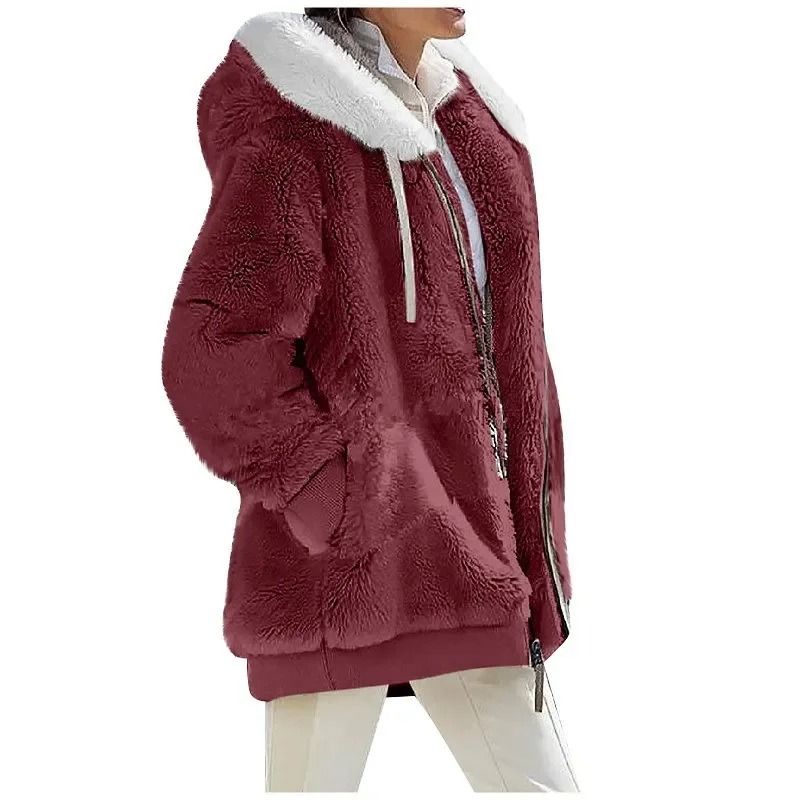 Autumn Winter Fashion Women Coat Casual Hooded Zipper Fleece Jacket