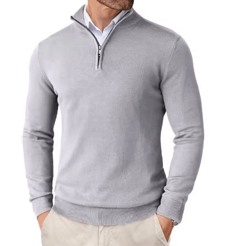 Mens Quarter Zip Knit Sweater Slim Fit Lightweight Mock Neck Pullover