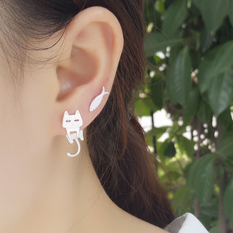 925 Sterling Silver Cat Fish Stud Earrings: Hypoallergenic Jewelry for Women, Prevents Allergy