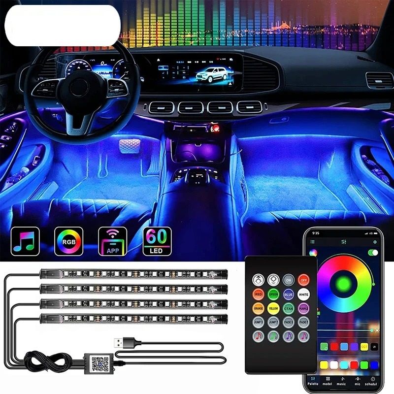RGB Neon LED Car Interior Ambient Light Kit with App and Remote Control