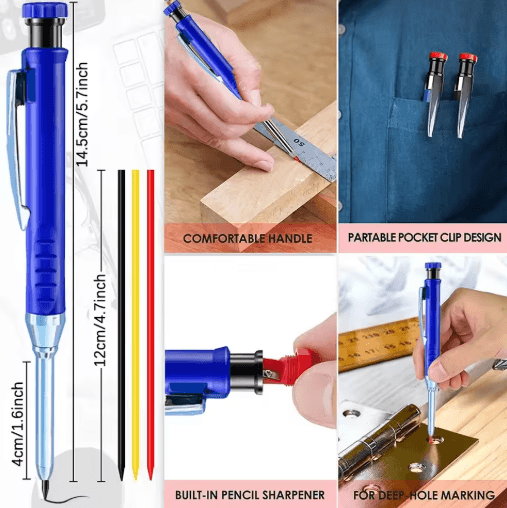 2.8mm Carpenter Mechanical Pencil Set – Long Head Marking Tool with Sharpener