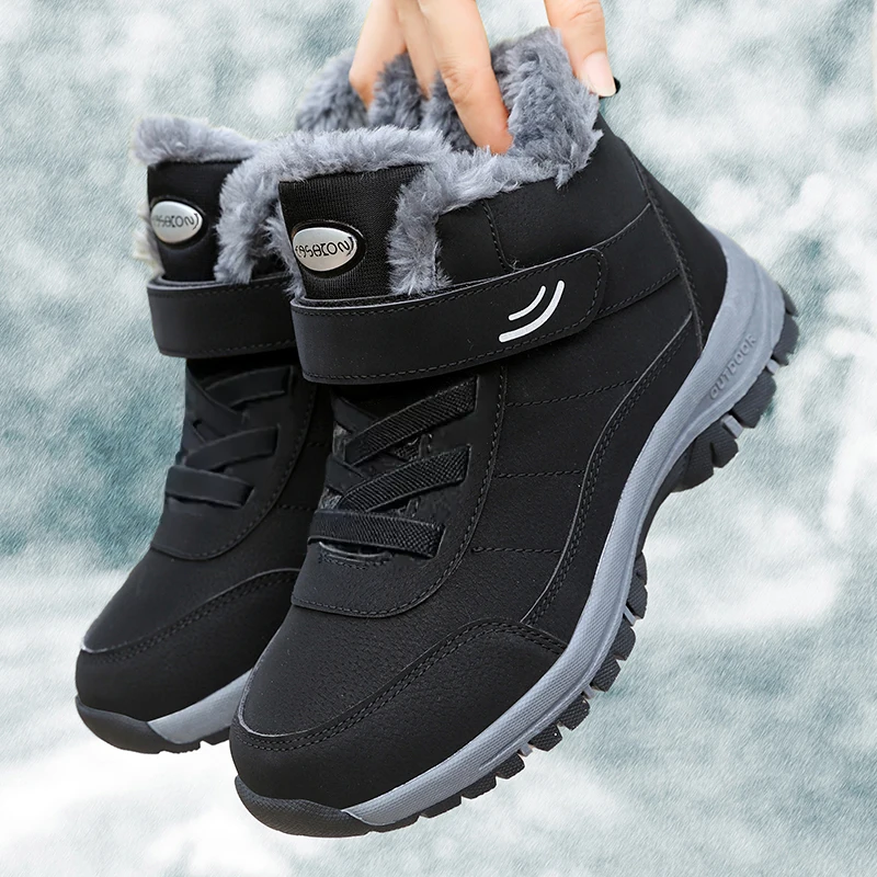 Casual Snow Boots for Women, Winter Shoes Platform Non-slip, Warm Fur Ankle Boots, Plush Combat Hiking Outdoor