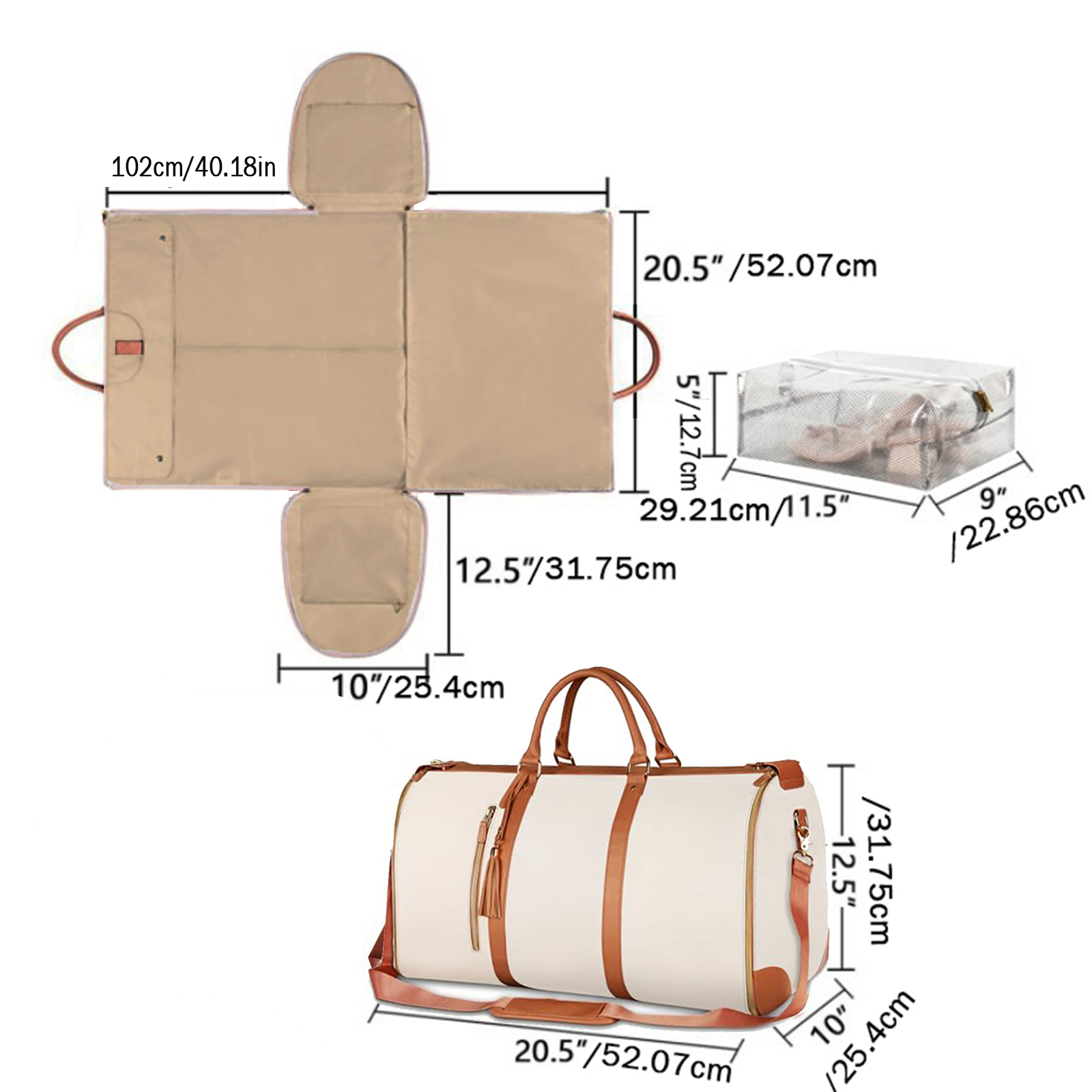 Foldable Womens PU Leather Duffel Bag Spacious & Stylish Travel Bag