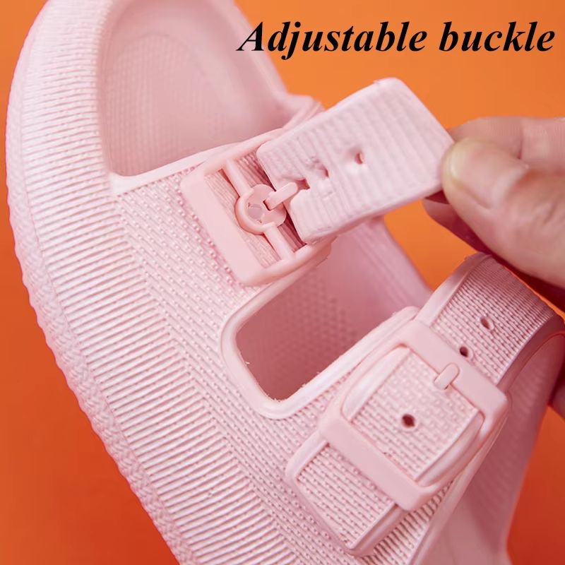 Women's Thick Platform Cloud Slippers – Soft Pillow Slides with Buckle Strap, Non-Slip Sole, and Fashion Sandals for Sum