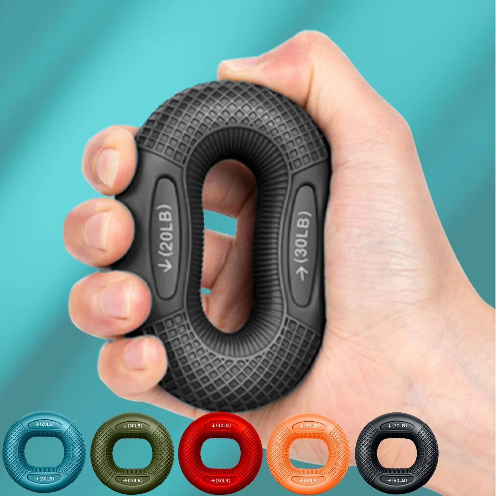 Silicone Finger Grip Strengthener Adjustable Resistance Hand Exercise Ring
