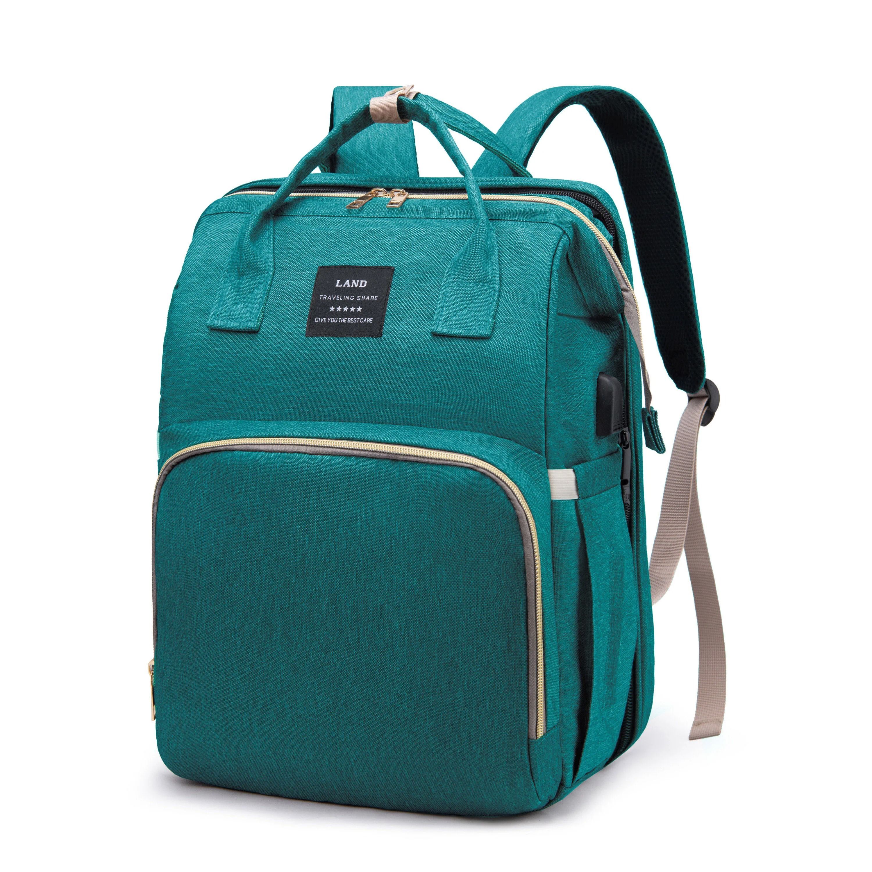 Lightweight Diaper Bag Backpack with Folding Crib Travel Bed