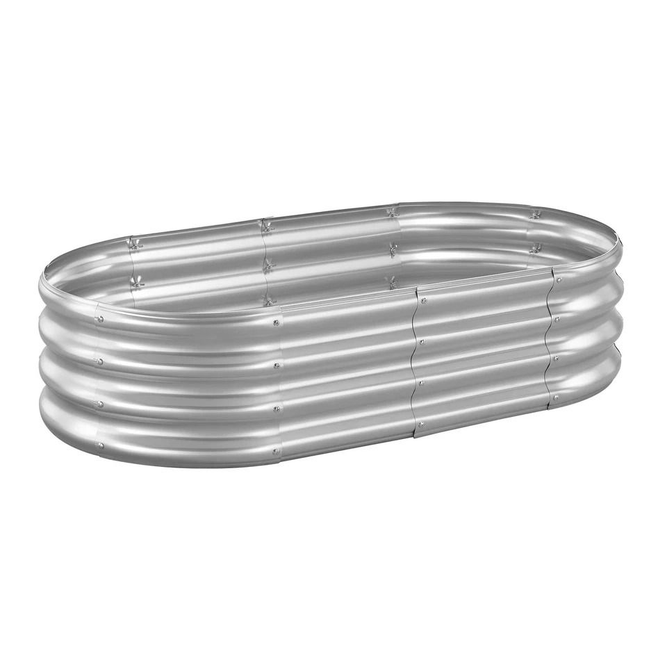 Metal Raised Garden Bed Durable Galvanized Planter Box in Silver Finish for Outdoor Gardening
