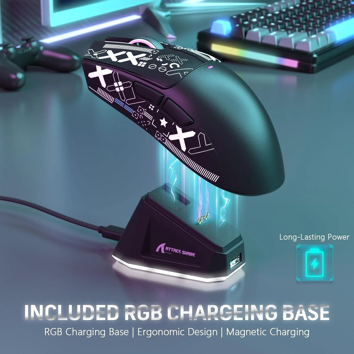 Ultralight Tri-Mode Wireless Gaming Mouse | 22K DPI & RGB Magnetic Charging Dock