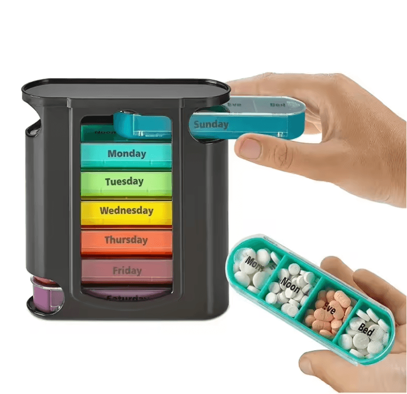 Weekly 7Day 28 Grid Pill Organizer for Medicine and Travel