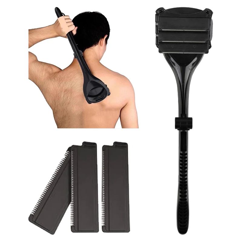 B8 Mens Back Shaver – Long Handle Foldable Manual Back Hair Remover for Smooth Body Hair Removal