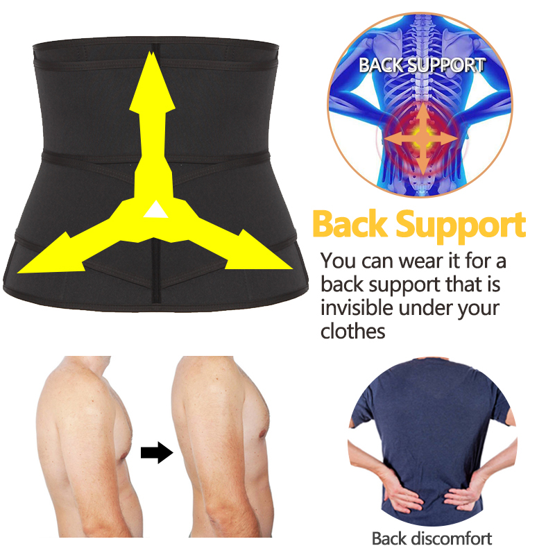 Mens Neoprene Abs Waist Trainer, Sauna Sweat Band Belly Slimming Belt, Adjustable Waist Trimmer for Active Men