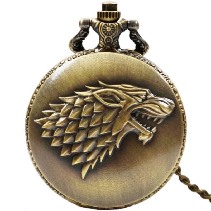 Vintage Wolf Pocket Watch Quartz Arabic Numeral Wolf Head Pendant Timepiece