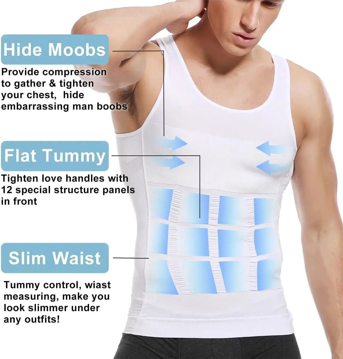 Mens Compression Shaper Vest Slim Fit Sleeveless Tummy Control Top