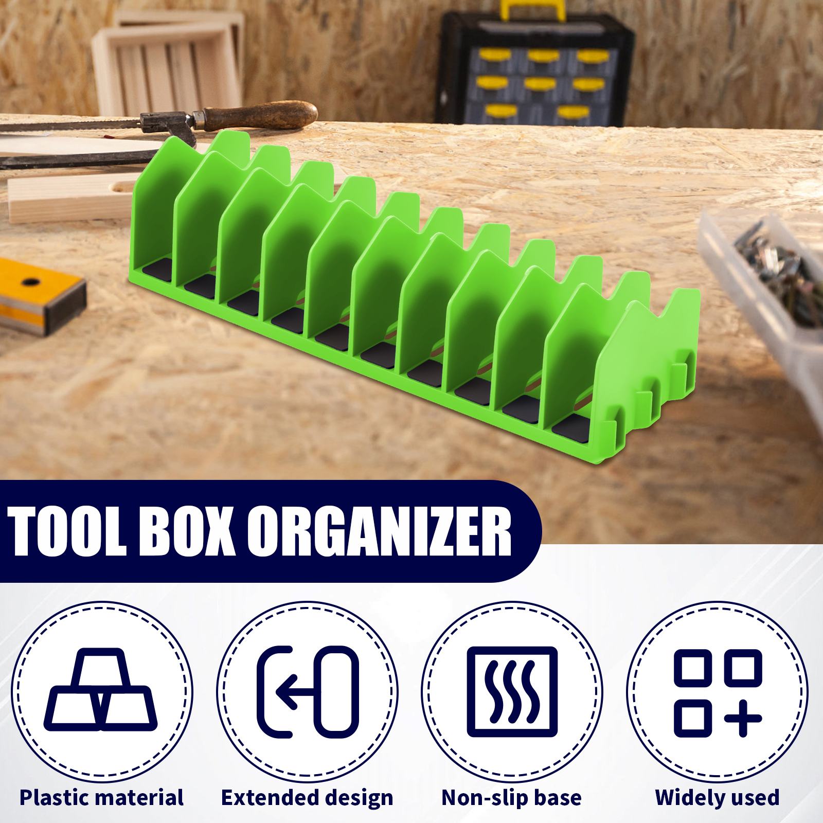 Plastic Tool Rack, Plier Organizer with Nonslip Rubber Base, Space Saving Toolbox for Wrenches, Cutters, Pliers