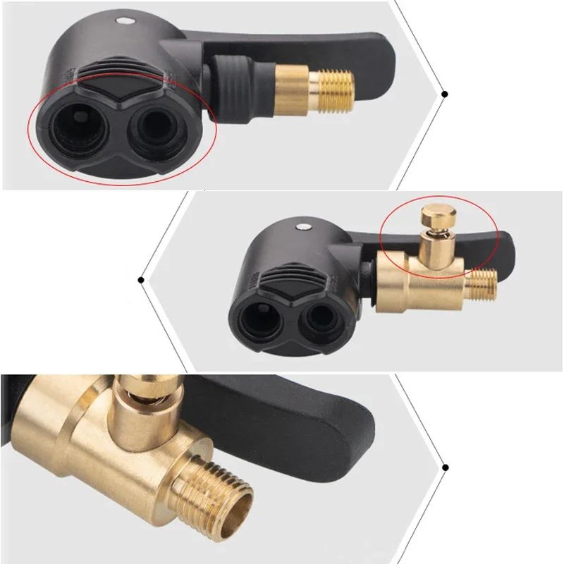 Dual Purpose Bicycle Pump Adapter, High-Pressure Hose Nozzle for Motorbike, Inflatable Pump Valve Connector, Auto & Bike